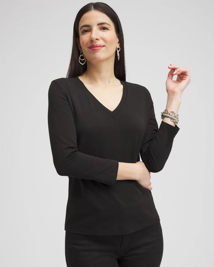 Chico's Women | 3/4 Sleeve Perfect Tee BLACK