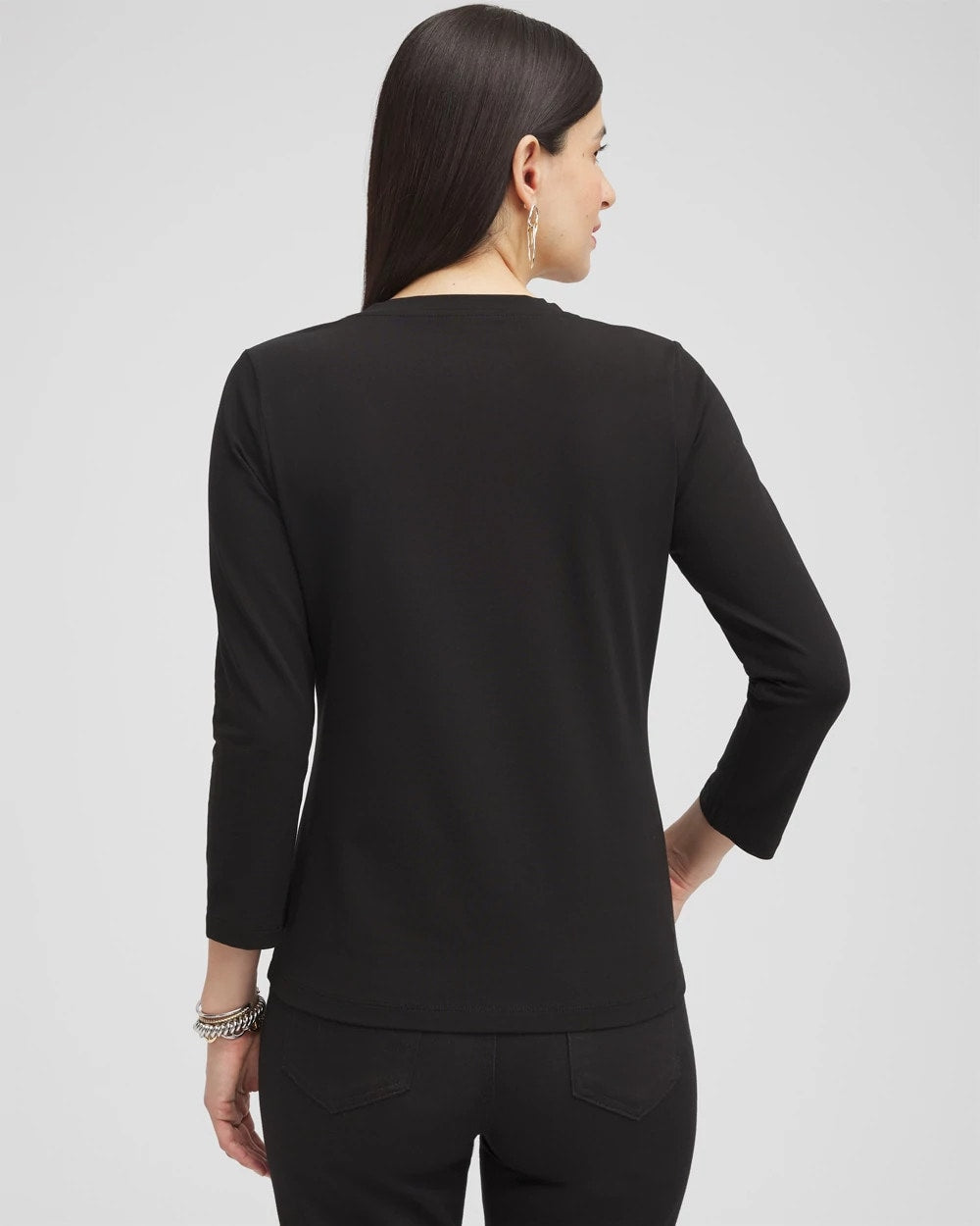 Chico's Women | 3/4 Sleeve Perfect Tee BLACK