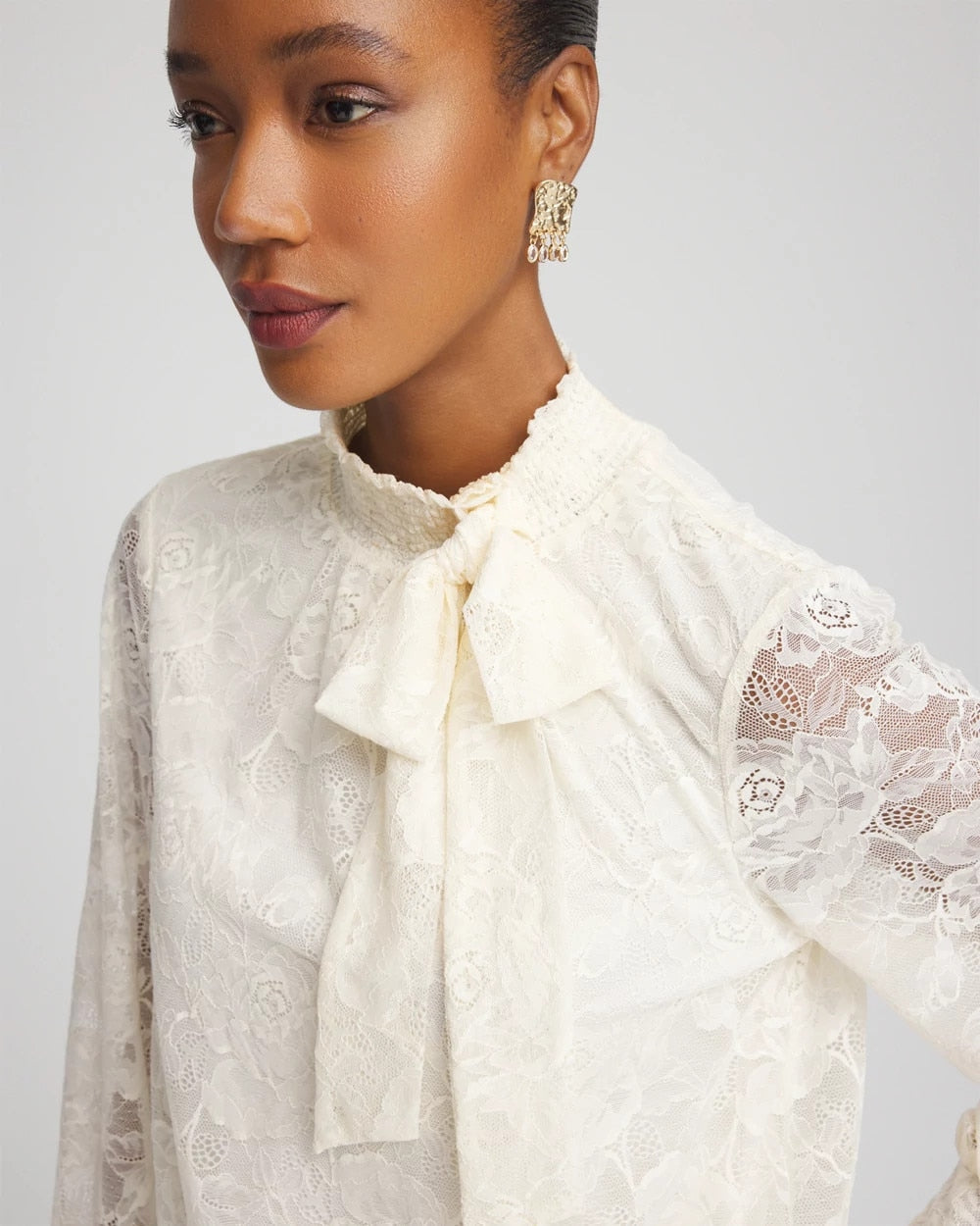 Chico's Women | Tie-Neck Banded-Bottom Top ENGLISH CREAM