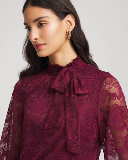 Chico's Women | Tie-Neck Banded-Bottom Top DEEP CHIANTI