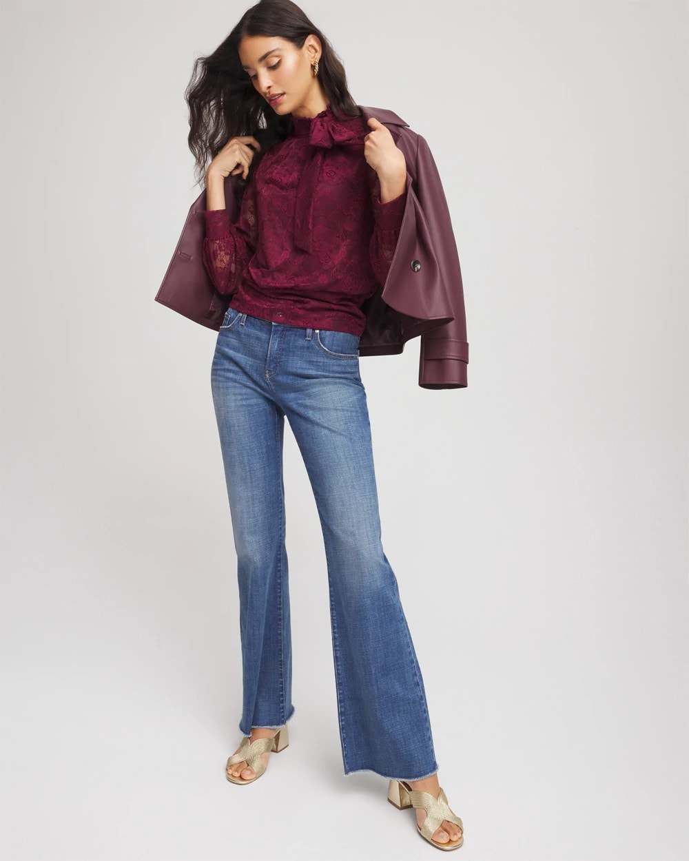 Chico's Women | Tie-Neck Banded-Bottom Top DEEP CHIANTI