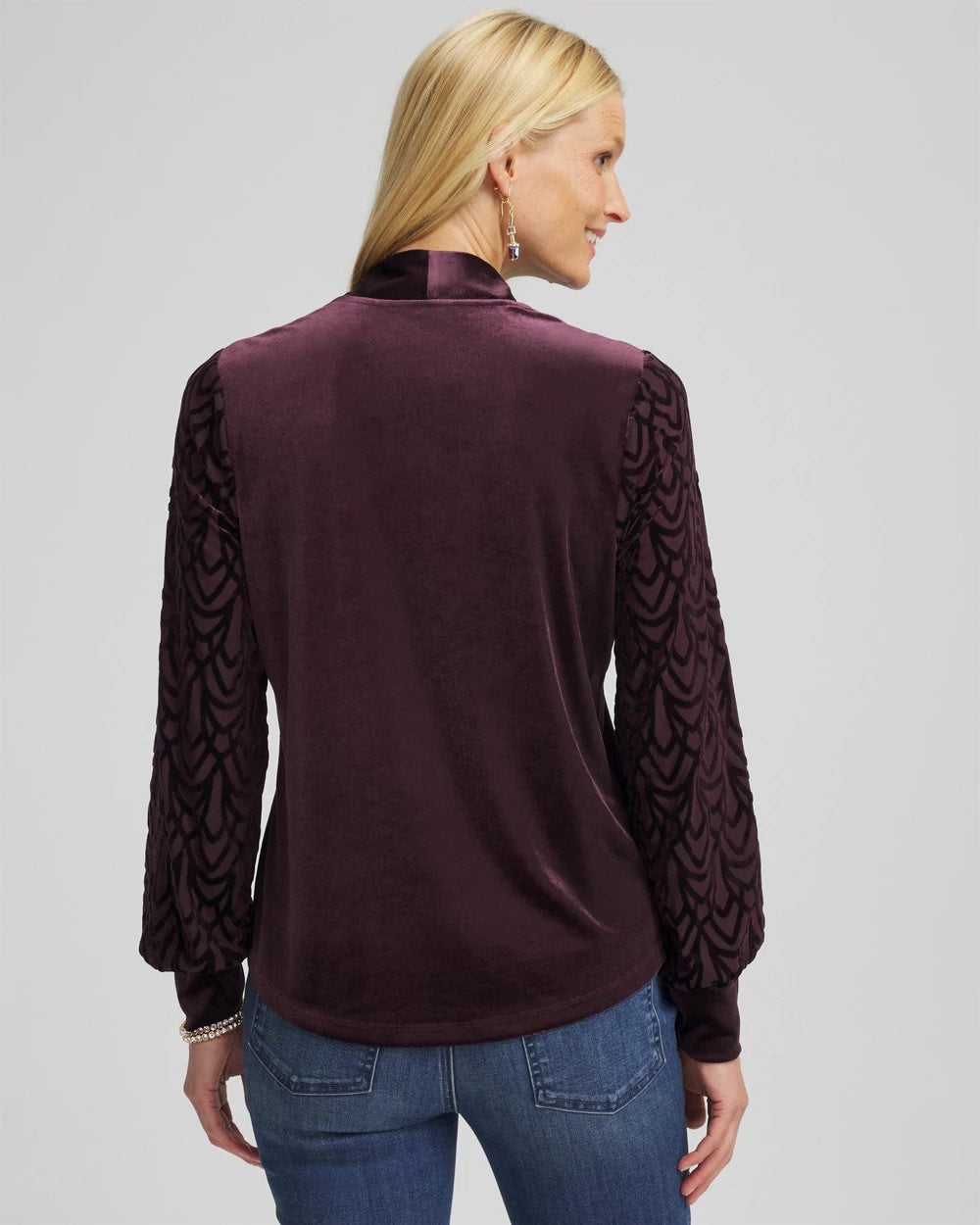 Chico's Women | Art Deco Velvet Burnout Top NIGHT BLOOM