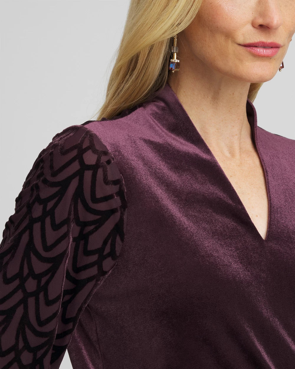 Chico's Women | Art Deco Velvet Burnout Top NIGHT BLOOM