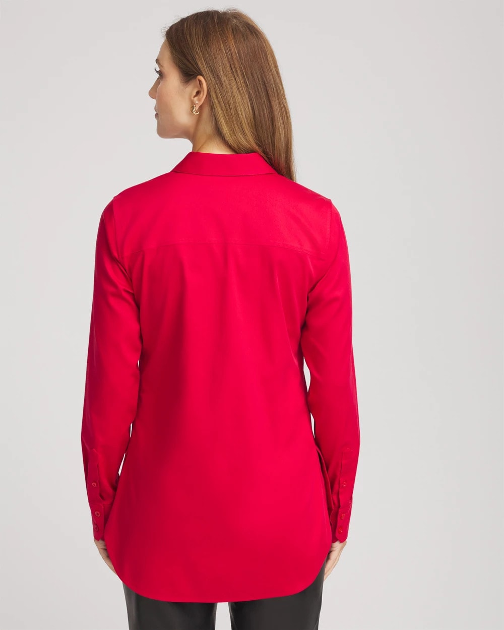 Chico's Women | No Iron™ Peplum Pleated Shirt CARMINE RED