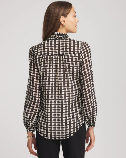 Chico's Women | Clip-Dot Tie-Front Blouse BLACK