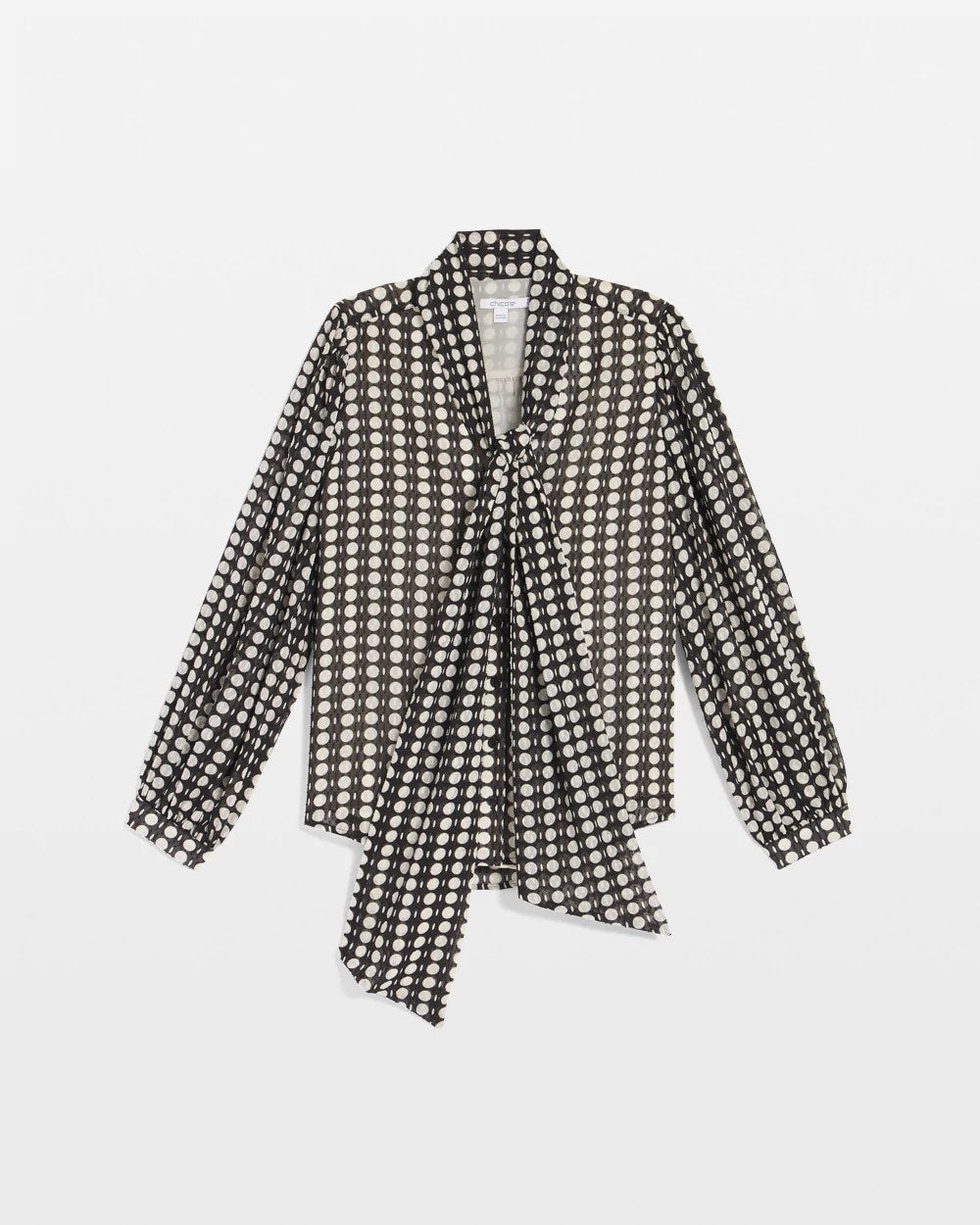 Chico's Women | Clip-Dot Tie-Front Blouse BLACK