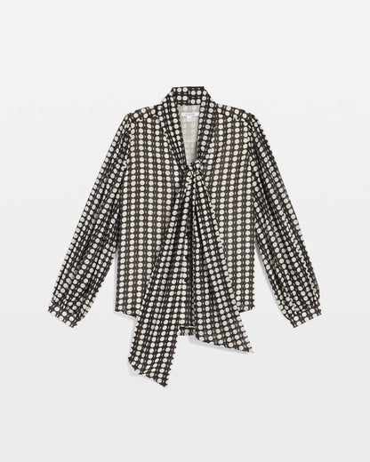 Chico's Women | Clip-Dot Tie-Front Blouse BLACK