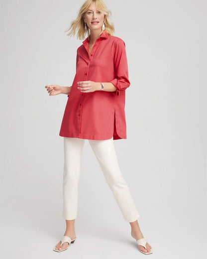 Chico's Women | No Iron™ Classic Button Down Tunic FOLKLORIC RED