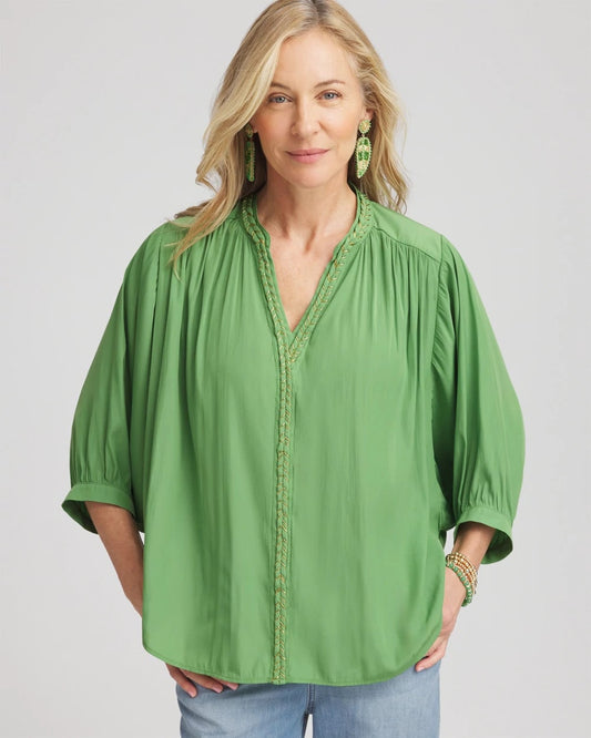 Chico's Women | Braided Batwing Blouse SALTED LIME