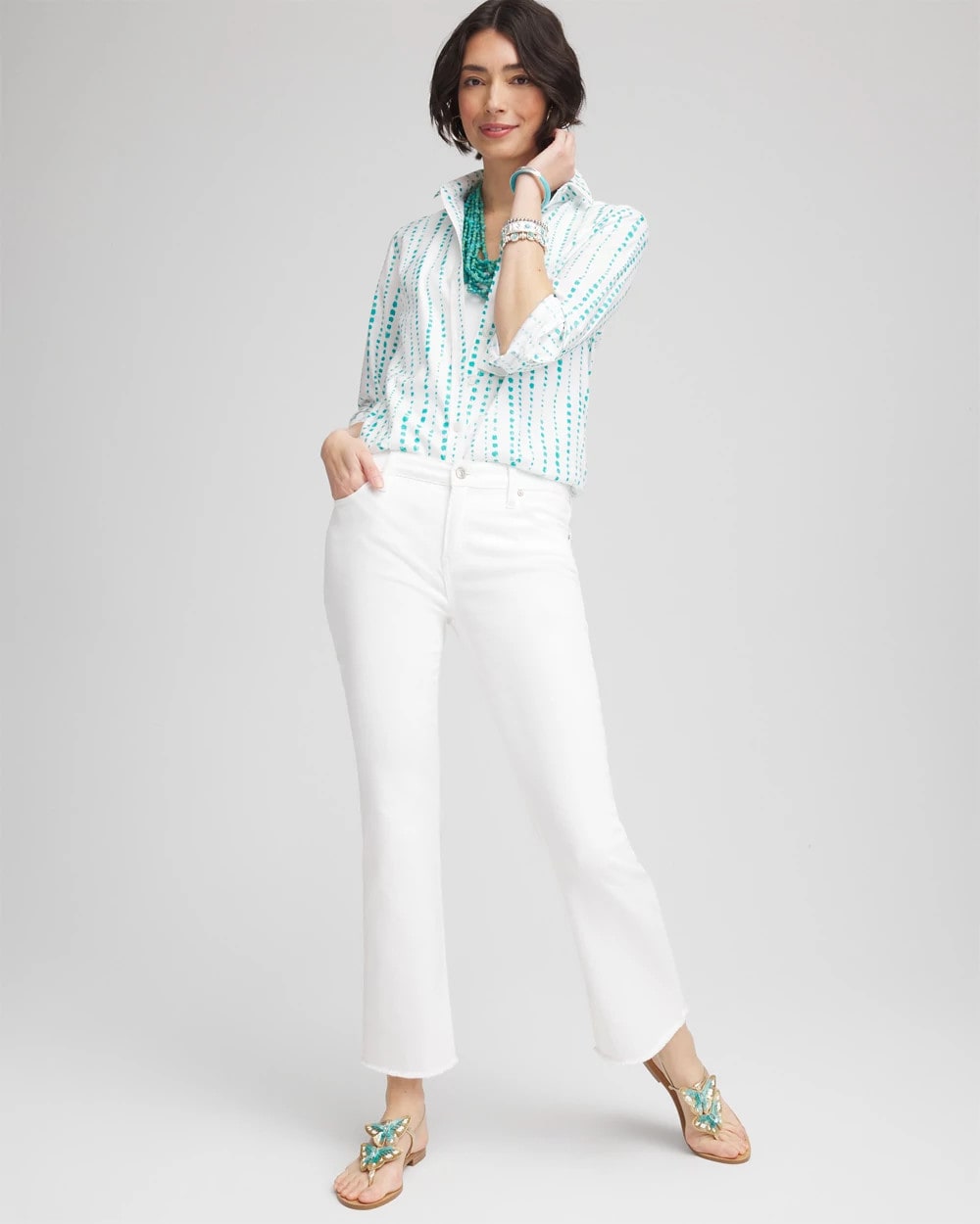 Chico's Women | No Iron™ Sateen Bubble Print Shirt SEASPRAY