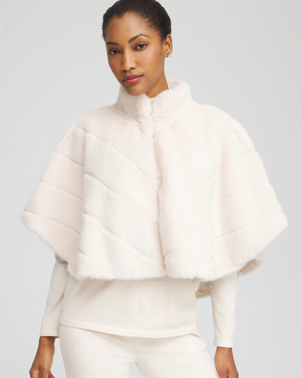 Chico's Women | Faux Fur Funnelneck Capelet ENGLISH CREAM