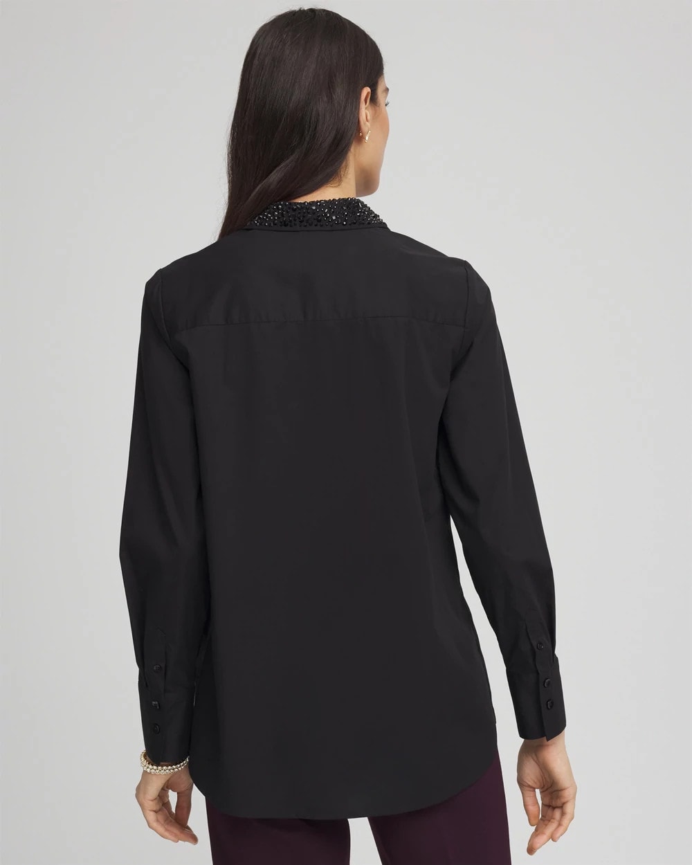 Chico's Women | Tonal Jewels Poplin Shirt BLACK