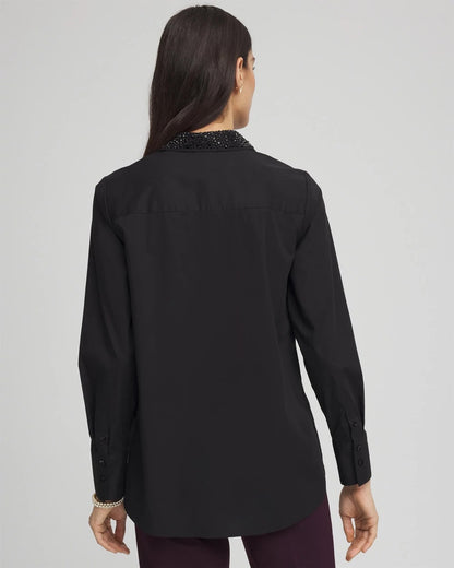 Chico's Women | Tonal Jewels Poplin Shirt BLACK