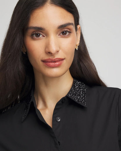 Chico's Women | Tonal Jewels Poplin Shirt BLACK