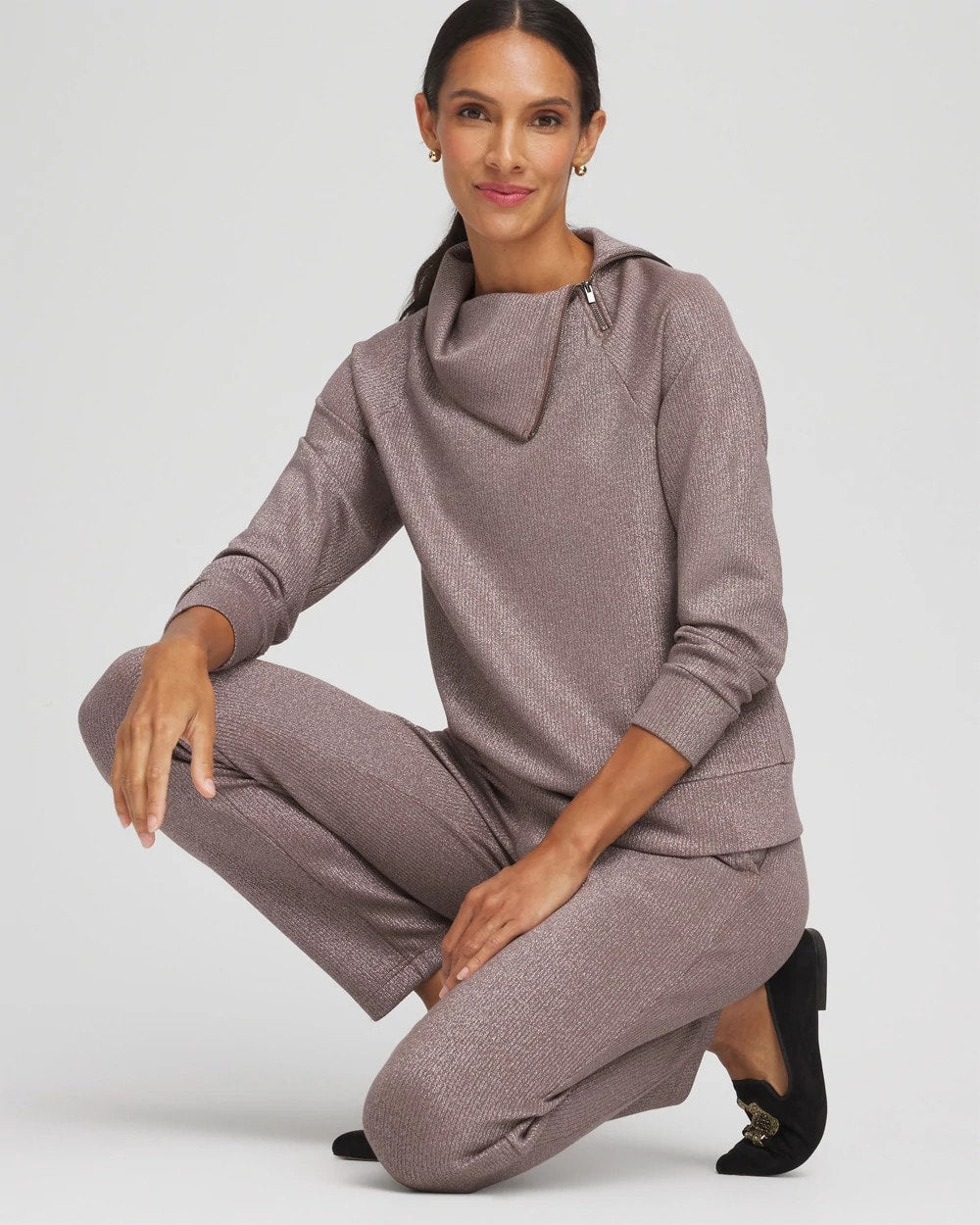 Chico's Women | Zenergy® Sparkle Popover Top WALNUT