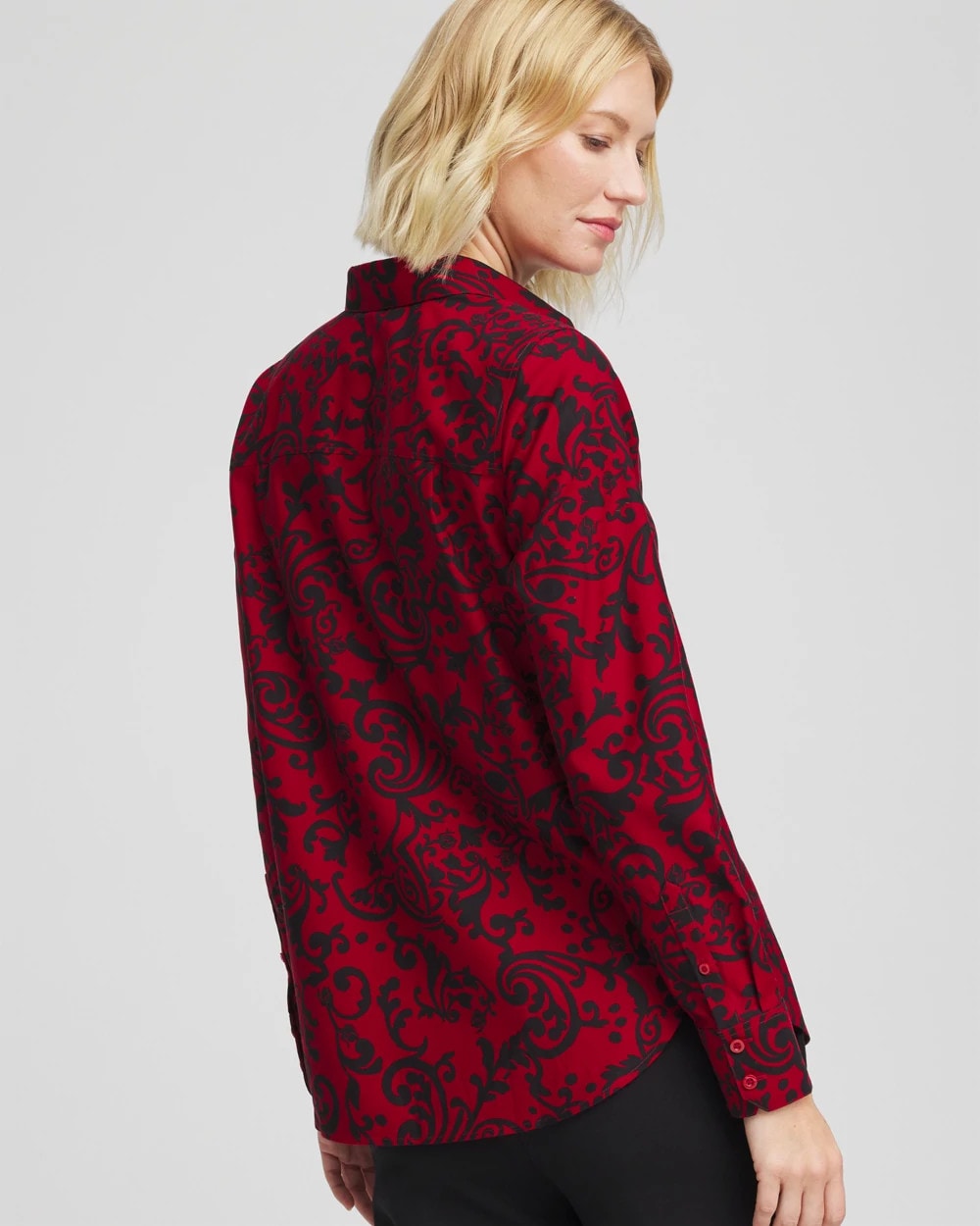 Chico's Women | No Iron™ Vinstra Scrolls Shirt CARMINE RED