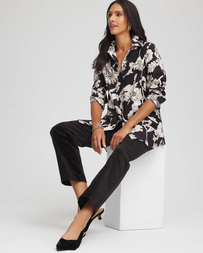 Chico's Women | No Iron™ Bryne Bloom Stretch Tunic BLACK