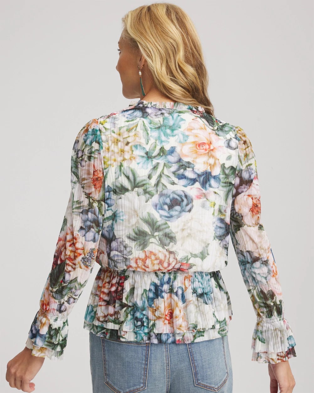 Chico's Women | Rose Print Crinkle Top ECRU