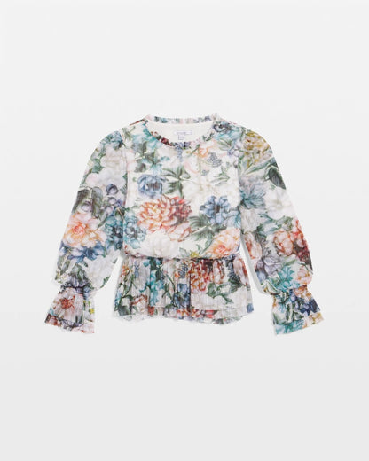 Chico's Women | Rose Print Crinkle Top ECRU
