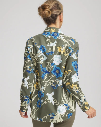 Chico's Women | No Iron™ Printed Sateen Shirt NETTLE LEAF