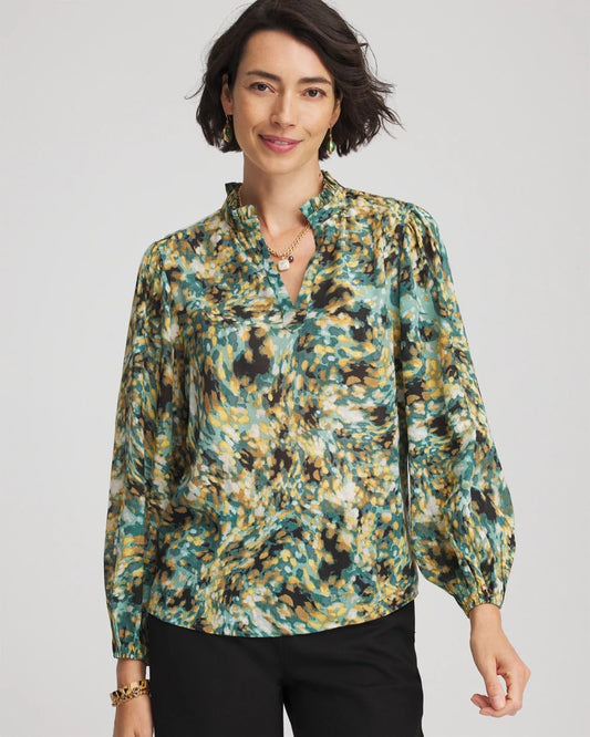 Chico's Women | Crinkle Relaxed-Fit Blouse DARKEST SPRUCE