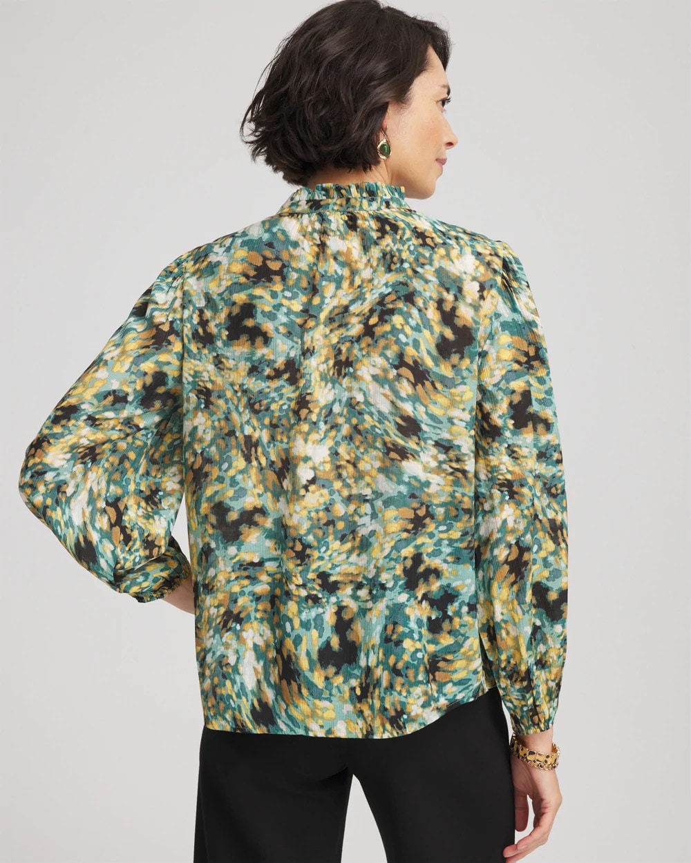 Chico's Women | Crinkle Relaxed-Fit Blouse DARKEST SPRUCE