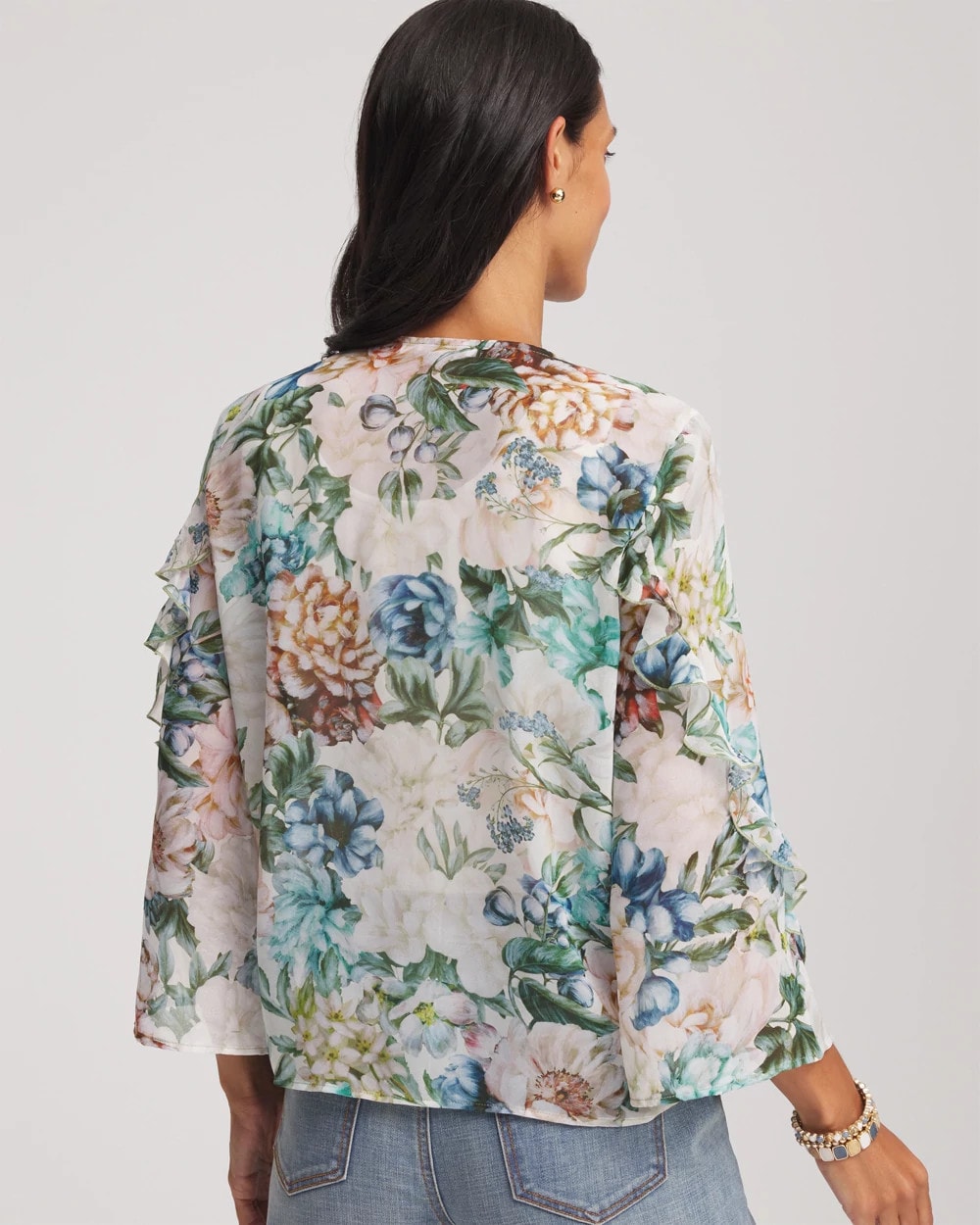 Chico's Women | Georgette Ruffled V-Neck Blouse ROSE SMOKE