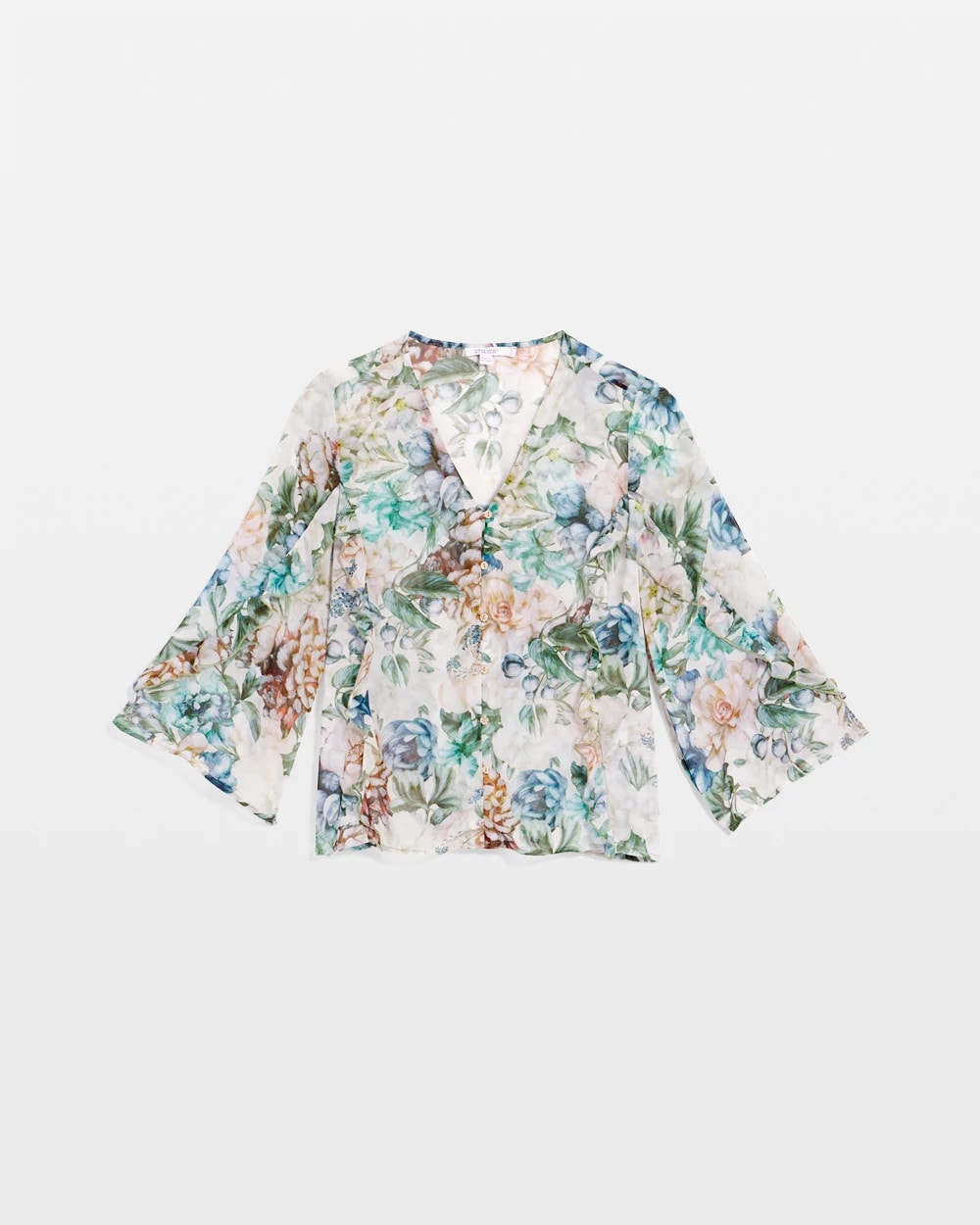 Chico's Women | Georgette Ruffled V-Neck Blouse ROSE SMOKE