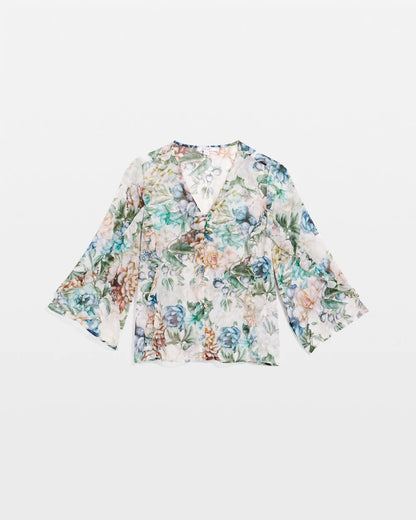 Chico's Women | Georgette Ruffled V-Neck Blouse ROSE SMOKE
