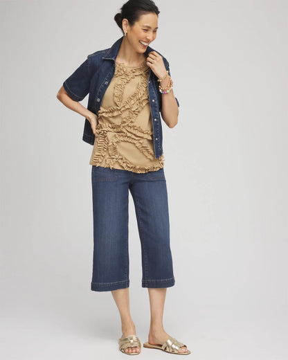 Chico's Women | Sleeveless Ruffle-Appliqué Tank Top CAFE AROMA