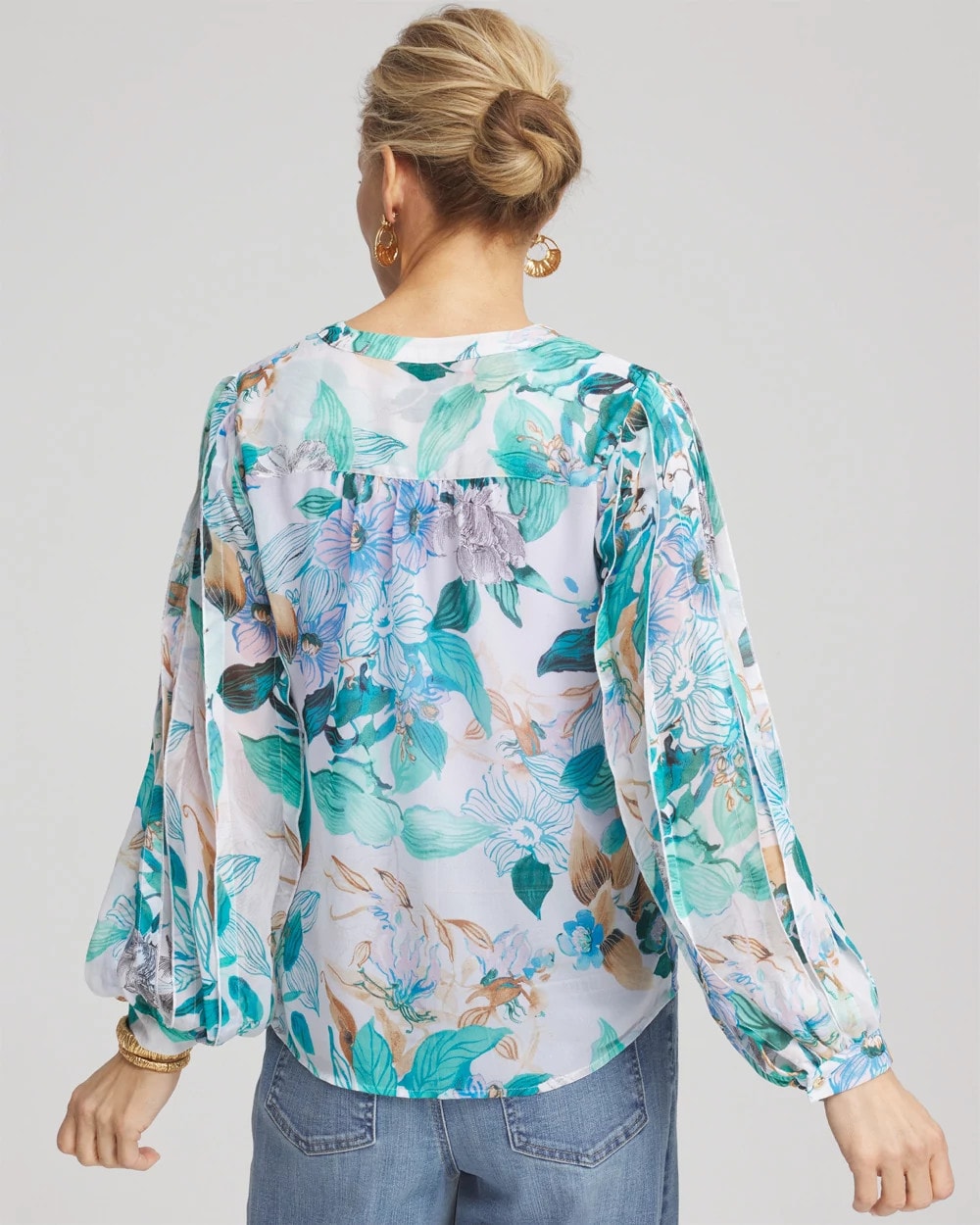 Chico's Women | Georgette Billow Sleeved Blouse PARADISO BLUE