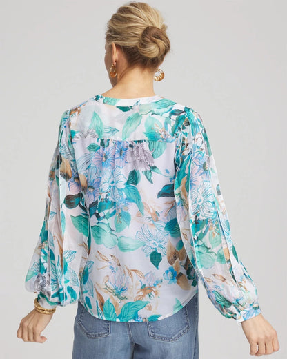 Chico's Women | Georgette Billow Sleeved Blouse PARADISO BLUE