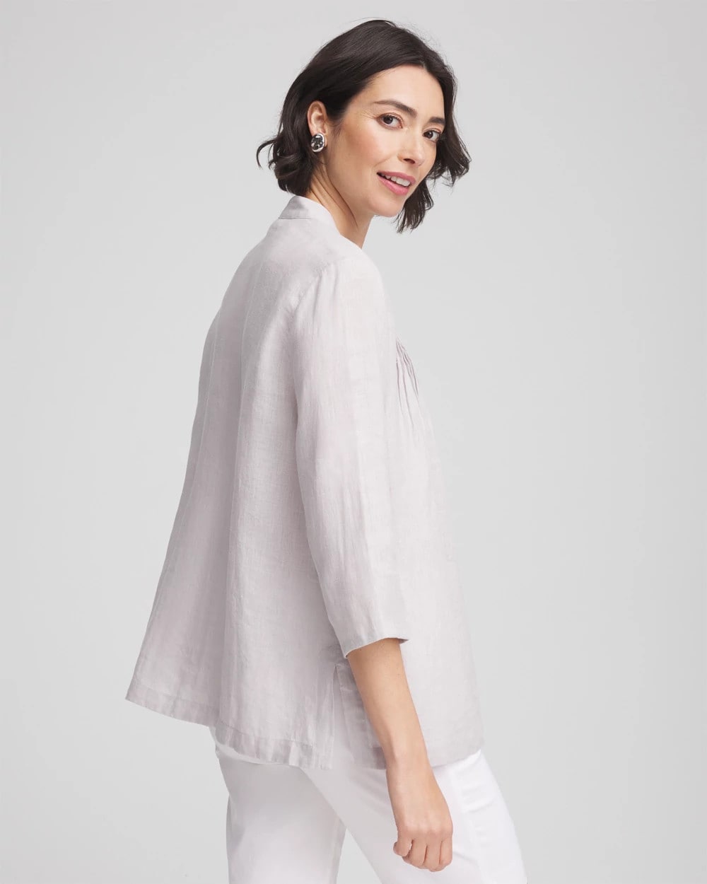 Chico's Women | Embellished Linen Kurta Tunic DOVE GRAY