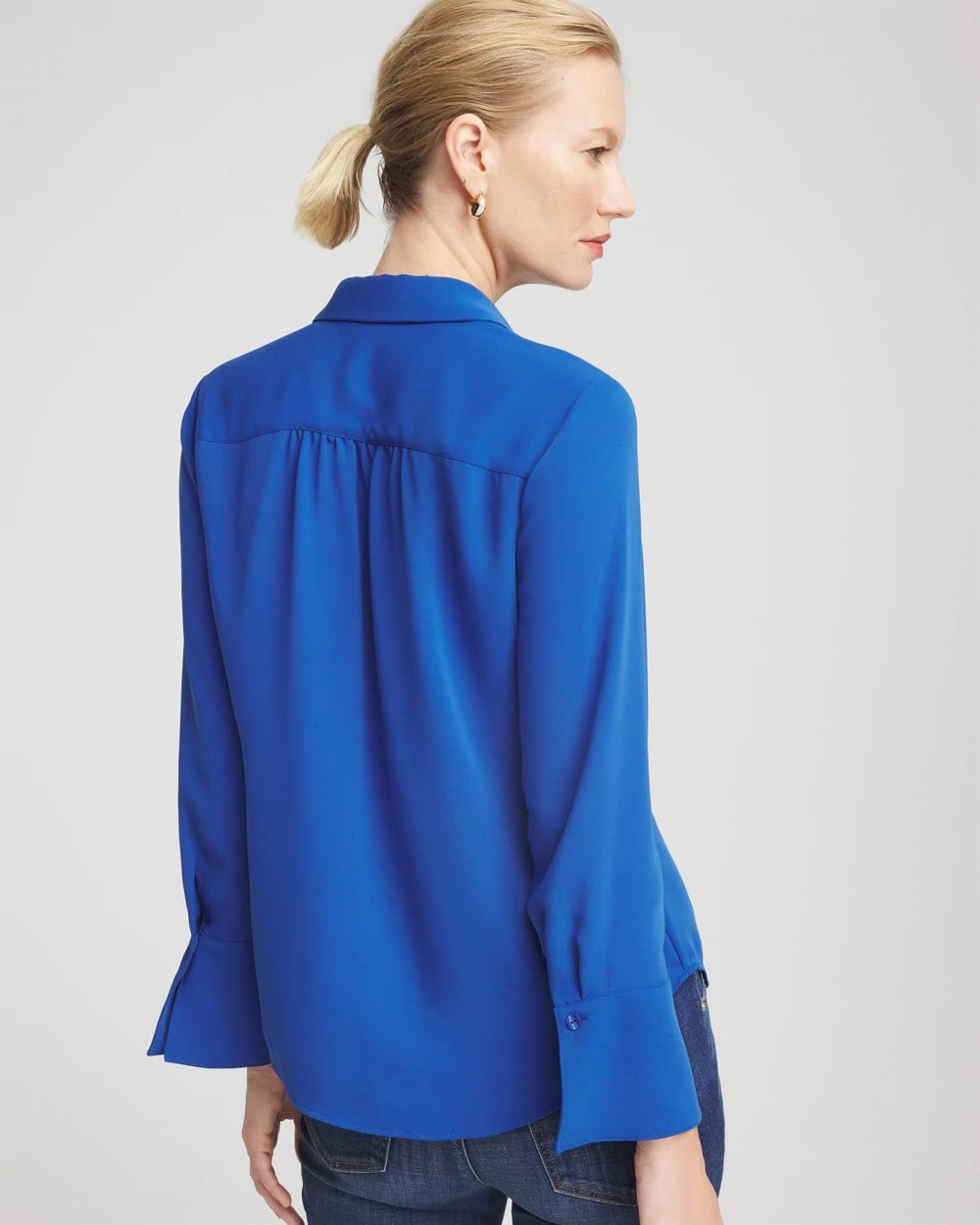 Chico's Women | Ruffle-Trim Chiffon Blouse COBALT STONE