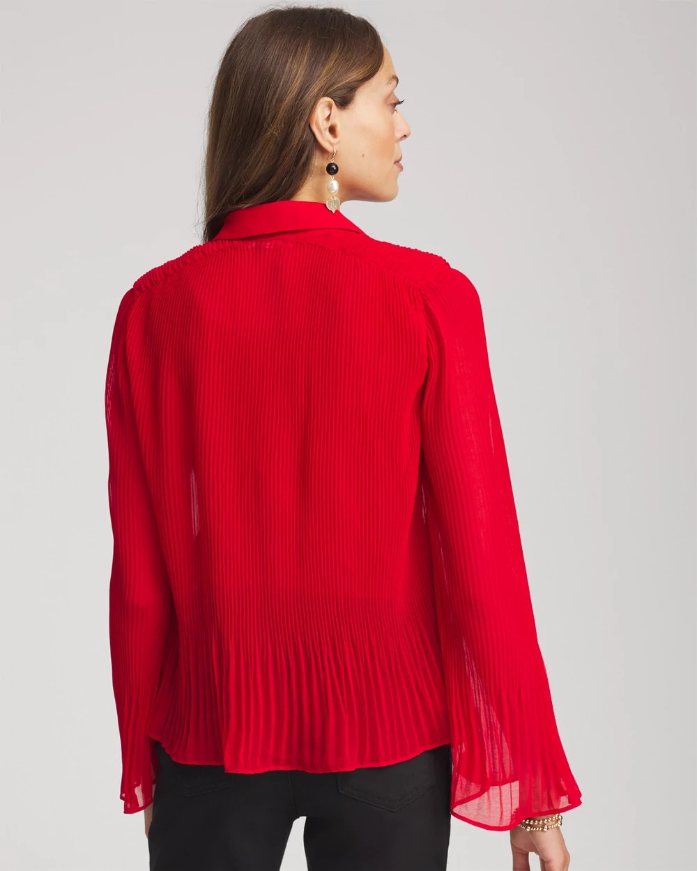 Chico's Women | Pleated Georgette Blouse CARMINE RED