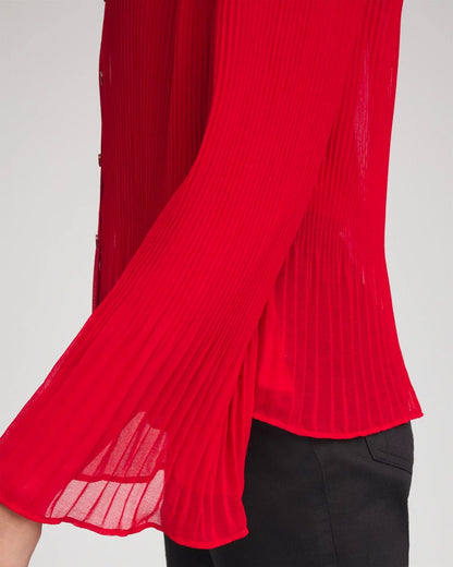 Chico's Women | Pleated Georgette Blouse CARMINE RED