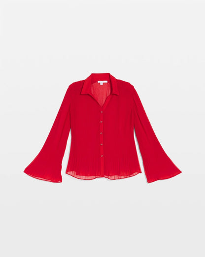 Chico's Women | Pleated Georgette Blouse CARMINE RED