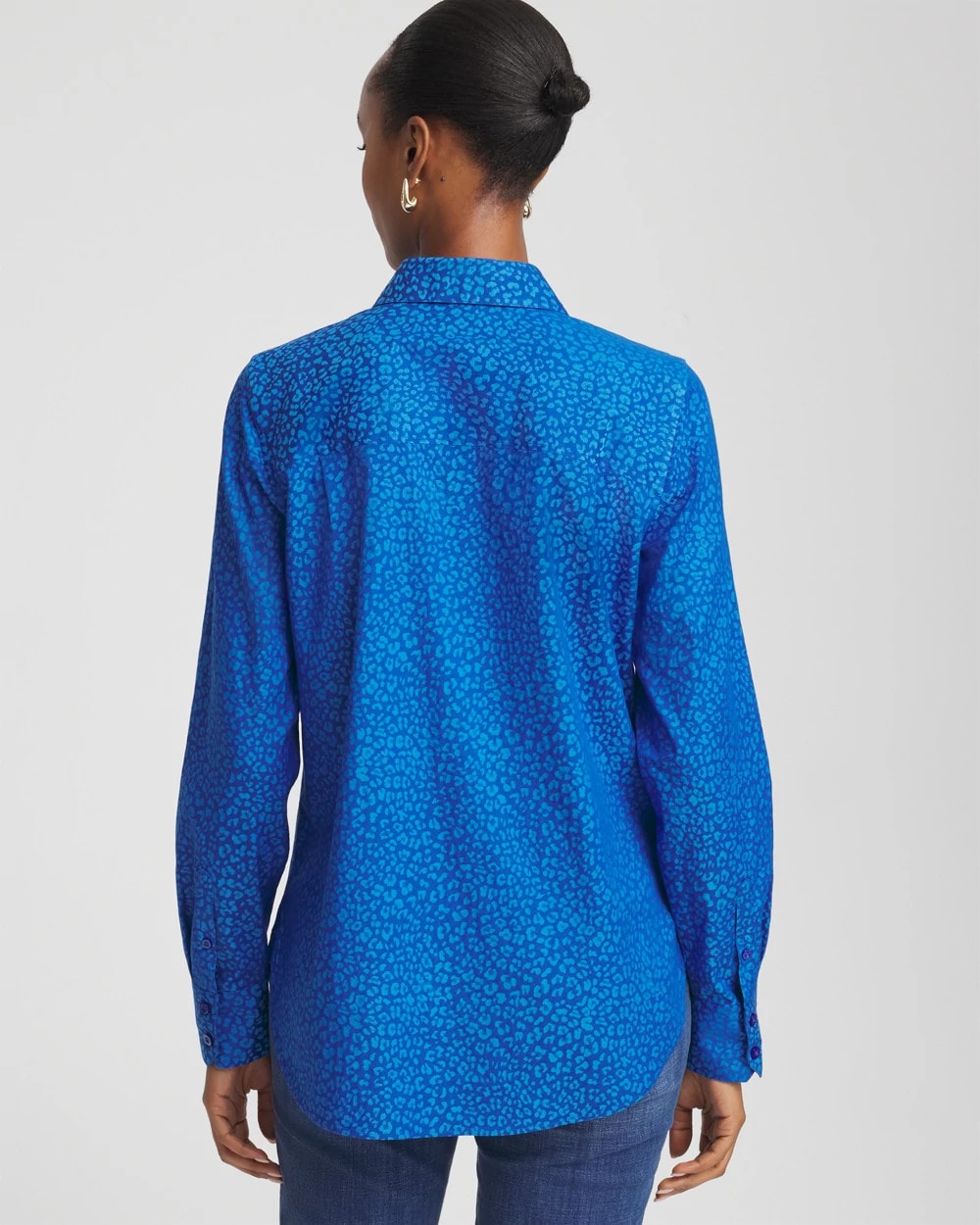 Chico's Women | No Iron™ Jacquard Animal Motif Shirt COBALT STONE