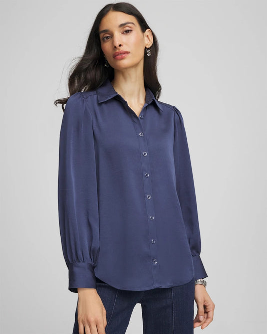 Chico's Women | Puff Sleeve Satin Blouse INDIGO SKY
