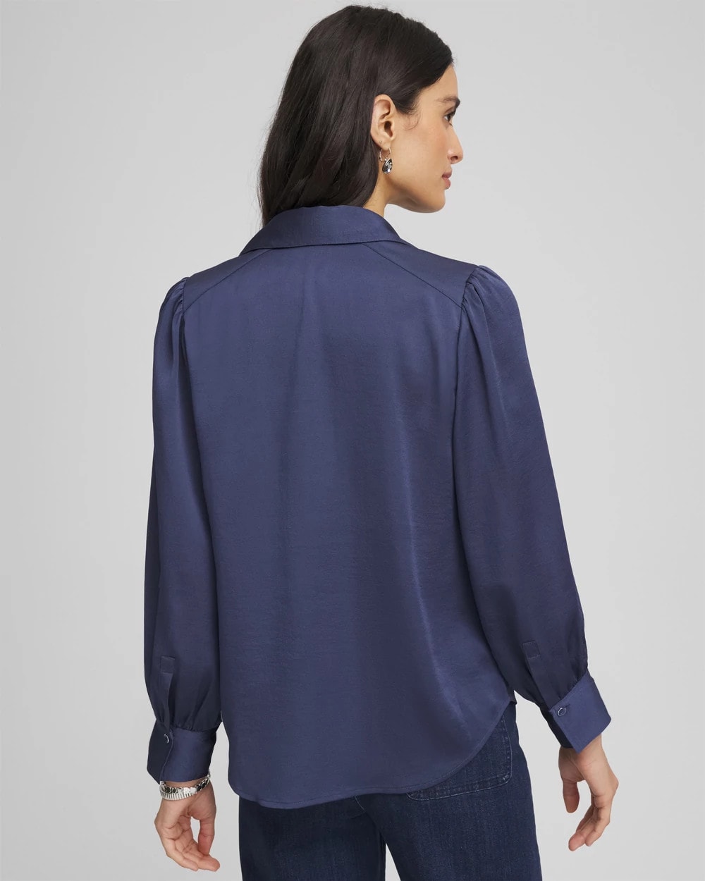 Chico's Women | Puff Sleeve Satin Blouse INDIGO SKY