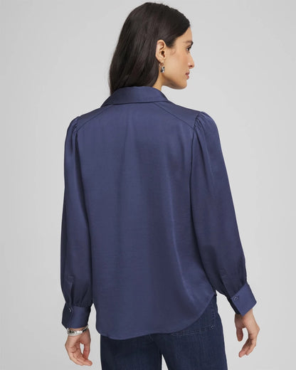 Chico's Women | Puff Sleeve Satin Blouse INDIGO SKY