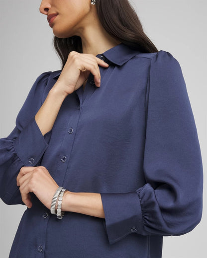 Chico's Women | Puff Sleeve Satin Blouse INDIGO SKY