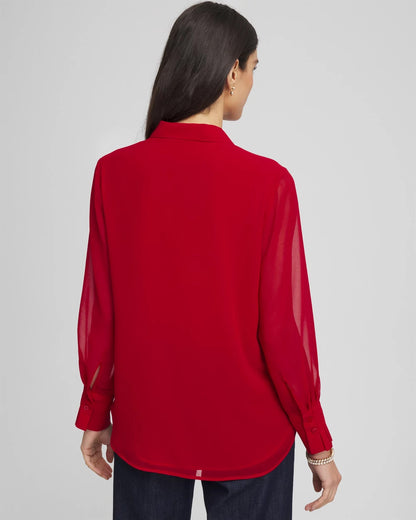 Chico's Women | Pintuck Georgette Tunic CARMINE RED