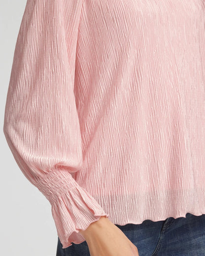 Chico's Women | Crinkle Bodre Voop Neck Top BLUSHED