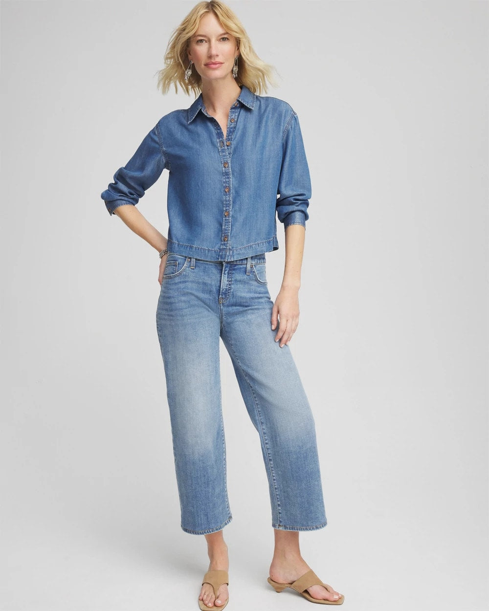 Chico's Women | Tencel™ Cropped Denim Shirt BAILEY INDIGO