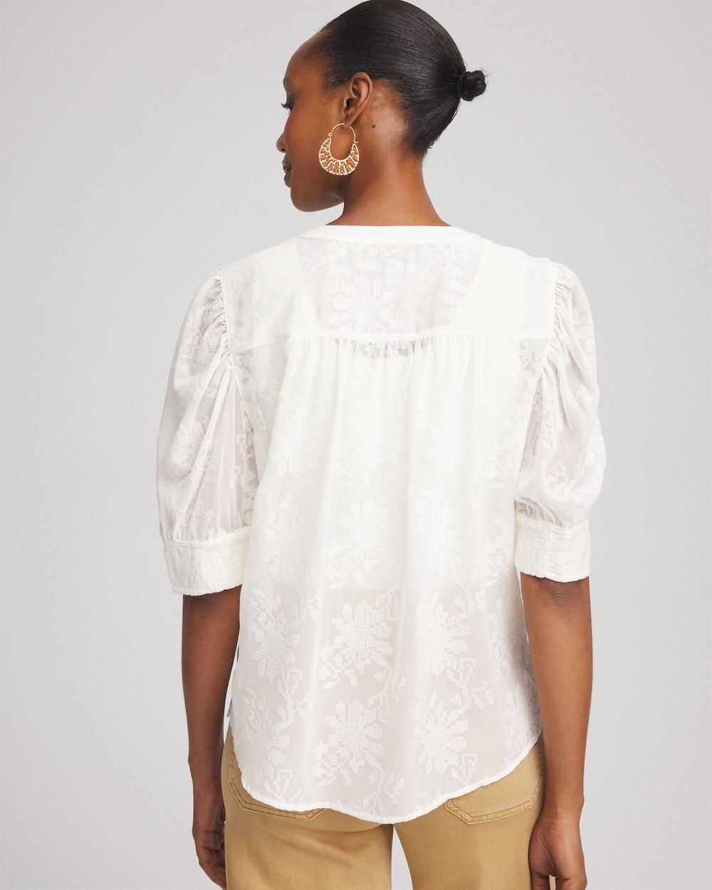 Chico's Women | Chiffon Puff Sleeve Shirt ECRU