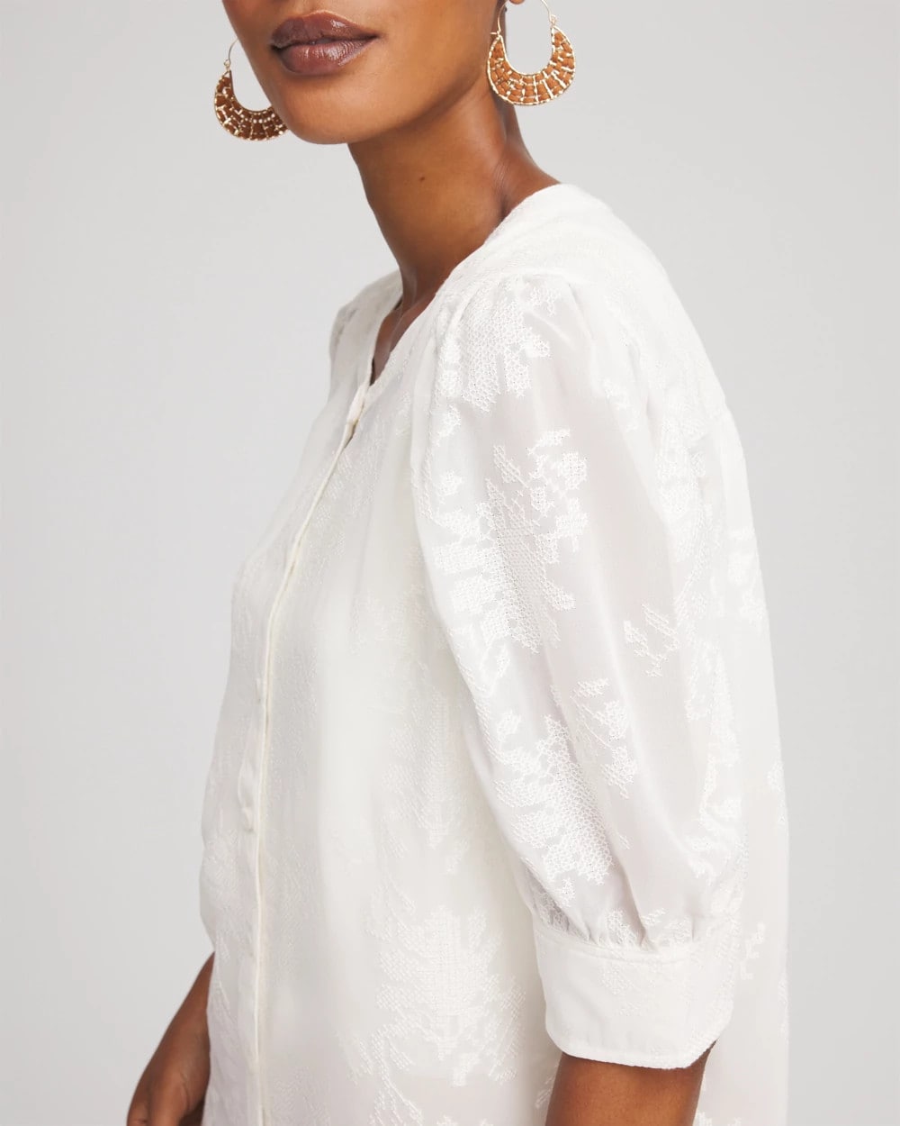 Chico's Women | Chiffon Puff Sleeve Shirt ECRU
