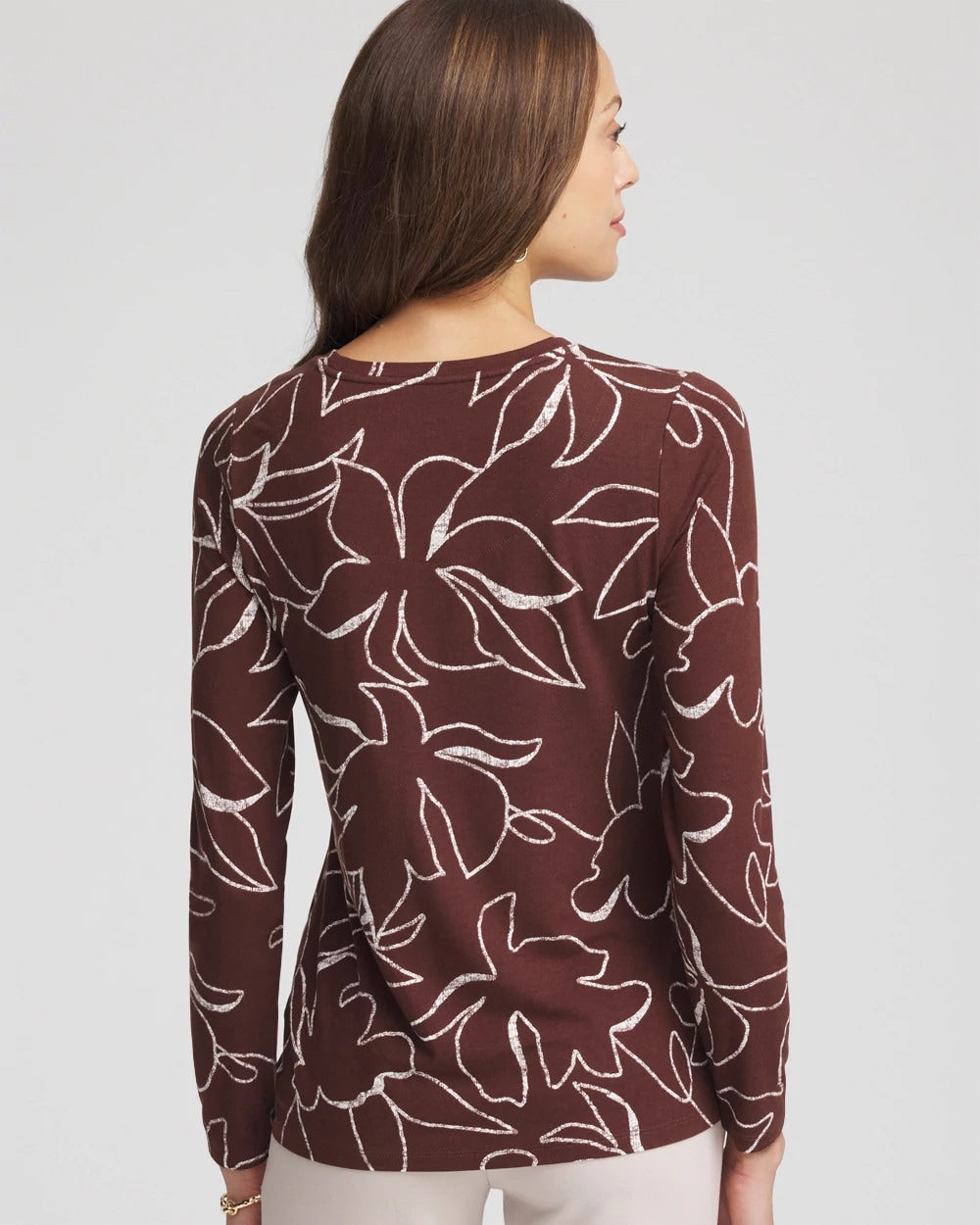 Chico's Women | Floral Touch of Cool™ Layering Tee CACAO