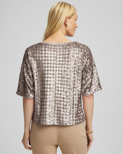 Chico's Women | Art Deco Dolman Sequins Tee GOLD