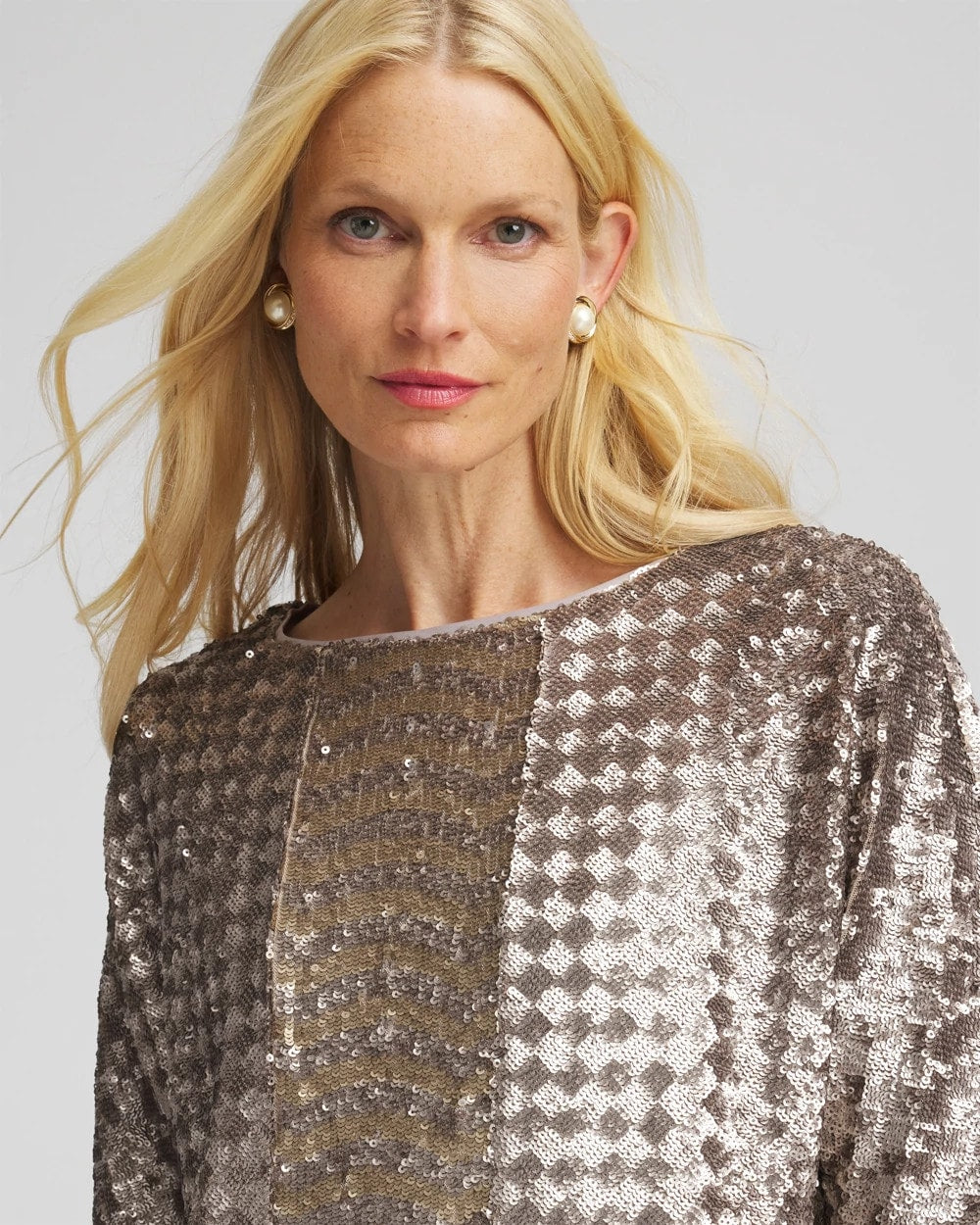 Chico's Women | Art Deco Dolman Sequins Tee GOLD